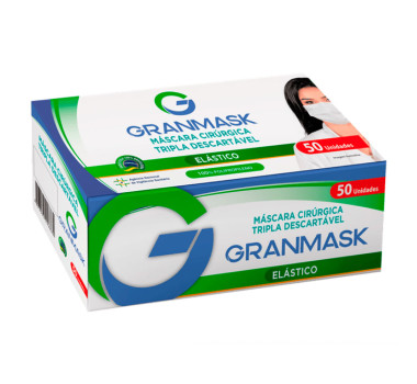 Mascara descartavel tripla proteção branca 50 unidades - GranMask