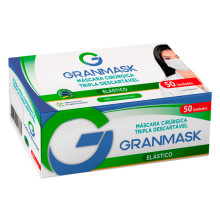 Mascara descartavel tripla proteção branca 50 unidades - GranMask