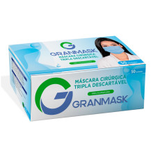 Mascara descartavel tripla proteção Azul 50 unidades - GranMask
