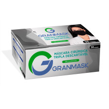 Mascara descartavel tripla proteção preto 50 unidades - GranMask